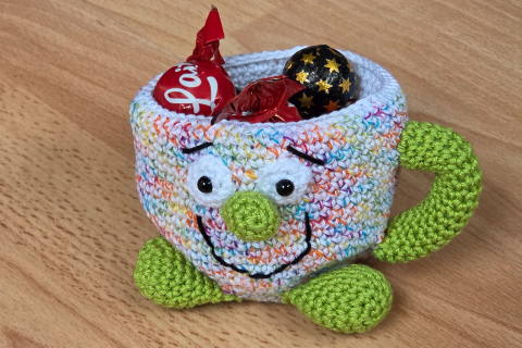 Grinsetasse weiss melliert